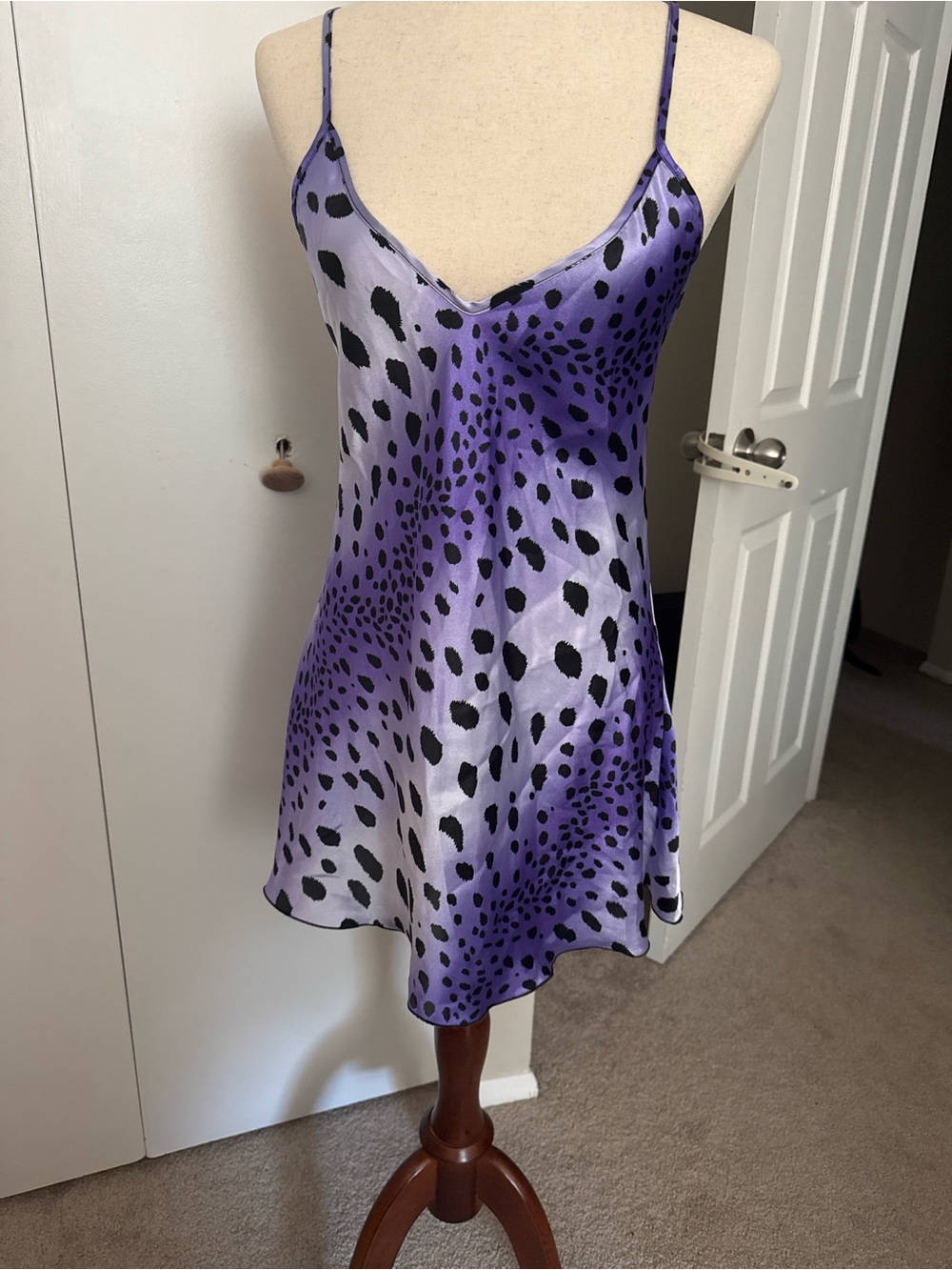 Vintage Shirley of Hollywood Purple Ombre Leopard Print Chemise / Slip Dress